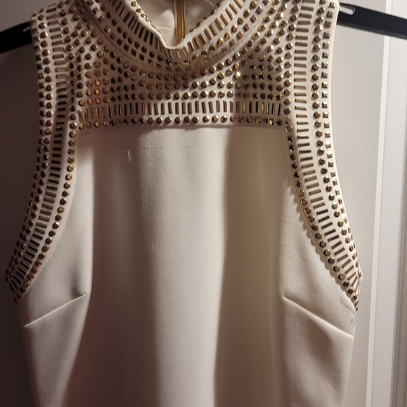 B-Smart Studded Geometric Party Dress - White - - Picture 2 of 4